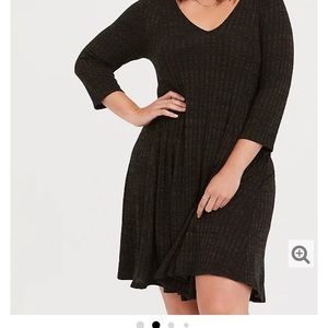 Olive ladder back ribbed skater dress Torrid